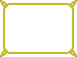 Wall Mural - Golden yellow vector border frame isolated on white background. Beautiful rectangular horizontal sign, card, plaque, signboard, sticker or label