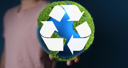 Wall Mural - green recycling symbol for clean energy