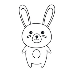 Sticker - Vector flat outline bunny rabbit isolated on white background