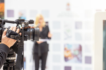 Wall Mural - News conference, press or media briefing