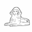 The Sphinx at Giza and pyramid. Vector line drawing