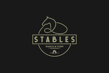 Creative Horse Logo With Line Art Concept, Vintage Logo, Ranch And Farm Logo, Logo Reference.