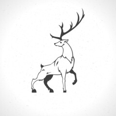 Wall Mural - Deer head silhouette isolated on white background vintage vector design element illustration