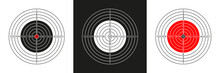 Target Shoot. Gun Shooting Range. Target With Numbers, Bullseye And Aim. Background For Sport Shooting. Isolated Icon For Rifle, Pistol, Sniper And Army Practice. Vector