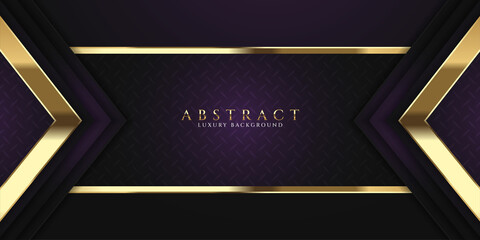 Abstract premium dark purple background with gold geometric shapes
