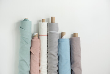 Wall Mural - Different colors fabric linen rolls