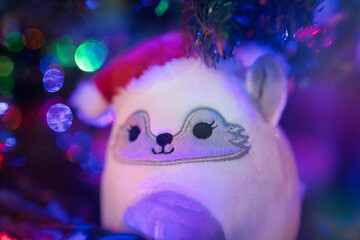 Closeup shot of a cute animal Christmas tree toy