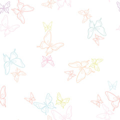 Wall Mural - Pastel butterfly seamless repeat pattern