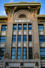 Wall Mural - Facade of the famous historic Jacksonville City Hall against a blue sky