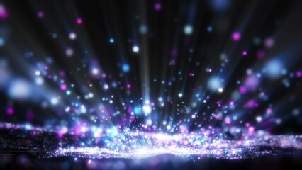 Wall Mural - Glitter light purple pink blue particles and shine abstract background flickering particles with bokeh effect. 3D Rendering.