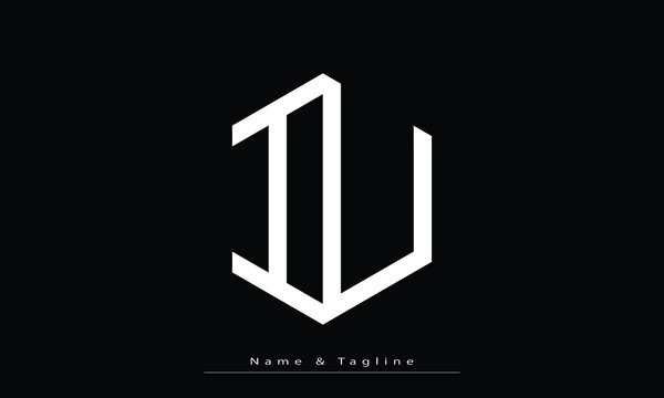 Alphabet letters Initials Monogram logo IU , UI