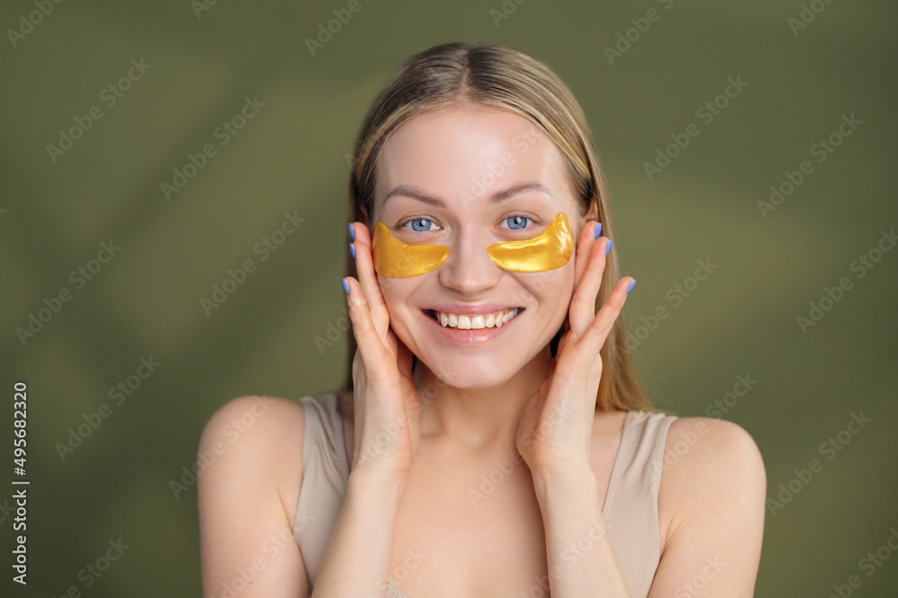 Close up of blonde caucasian girl face with natural no makeup look and ...