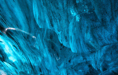 Wall Mural - The Ice Cave in Iceland. Crystal Ice Cave. Vatnajokull National Park. Inside view of the ice as a background. Winter landscapes in Iceland.