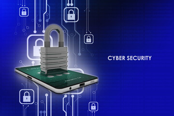 Poster - 3d rendering mobile phone protection lock
