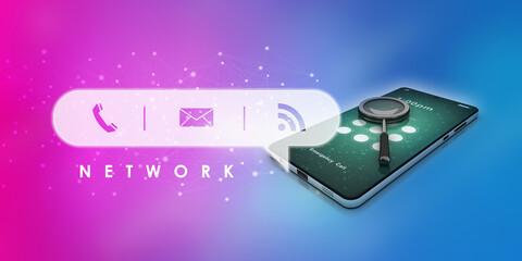 Poster - 3d rendering mobile phone search
