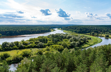 Poster - A Breathtaking view of the Don River in Russia with all green spaces around it.