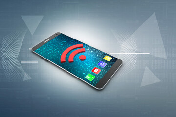 Poster - 3d rendering Transmitter mobile with wifi 
