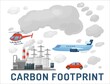 © Double Brain - Carbon footprint. Portrait banner, poster. Vector illustration