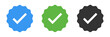 Profile verification check marks icon. Approved symbol. Sign sticker ok vector.