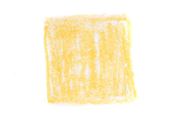 Poster - yellow square drawn with oil pencil isolated on white background