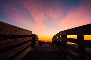 Wall Mural - beautiful shot of a beach at sunset in new york