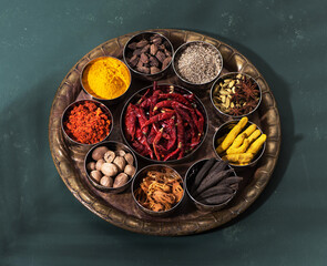 Wall Mural - Indian spices spicy and seasoning top view