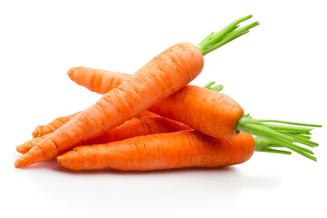 Wall Mural - Fresh carrots isolated on white background