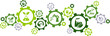 Sustainable production vector illustration. Green concept with icons related to eco-friendly manufacturing, clean / environmentally friendly factory or assembly, zero emission / pollution.