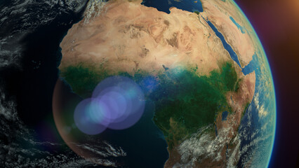 Wall Mural - africa continent of planet earth rotation a day from the space. sunrise at earth
