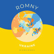 Romny, Ukraine, patriotic map print template