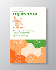 Wall Mural - liquid soap package label template. abstract shapes camo background vector cover. cosmetics packagin