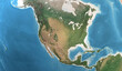 © mozZz - Physical map of North America, USA, Canada and Mexico, with high resolution details. Satellite view of Planet Earth. 3D illustration - Elements of this image furnished by NASA