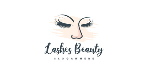 Wall Mural - Beauty lashes logo design for woman Premium Vector