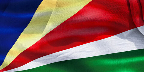 Canvas Print - 3D illustration of the realistic waving fabric flag of Seychelles - background, wallpaper