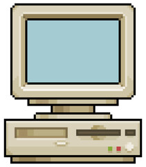 Leinwandbilder - Pixel art old computer vector icon for 8bit game on white background