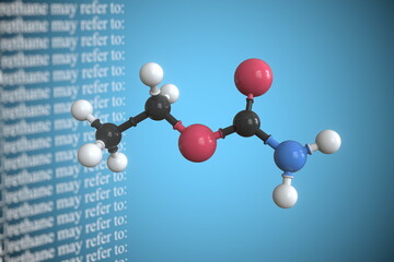 Molecular model of urethane, 3D rendering