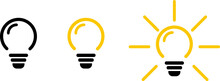 Vector Of Three Black And Yellow Lightbulbs For New Ideas On A White Background