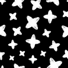 Poster - Black and white abstract textured pattern vector seamless repeat pattern print background