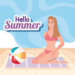 Canvas Print - hello summer scene card