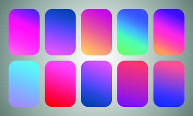 Poster - Set of abstract vector gradient backgrounds. Colorful texture for your design. Mobile app template
