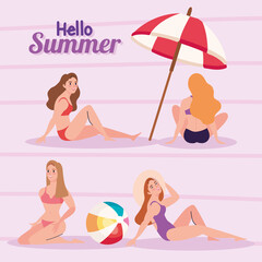 Canvas Print - hello summer lettering