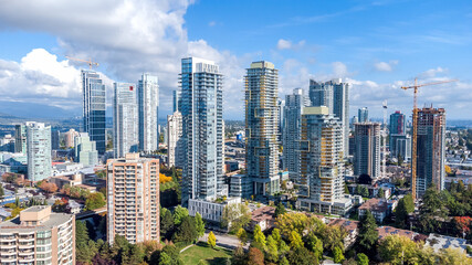 Poster - Beautiful view of a cityscape in Metrotown, Burnaby, Canada