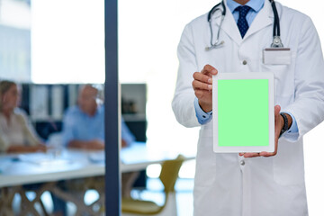 Aufkleber - Have you read about the latest medical development. Cropped shot of a doctor holding a digital tablet with a chroma key screen.