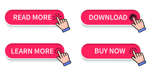 Poster - Set of trendy action button for web, mobile app. Template navigation button menu. Read more, download, buy now. Vector EPS 10. Isolated on white background