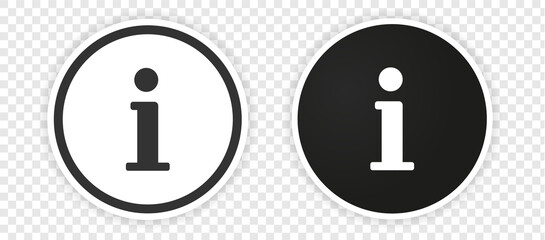 Aufkleber - Black info point icon set. i icon symbol. Help and hint symbol. FAQ and detail symbol.  Information icon collection. Info button. Info symbol minimal and flat style. Stock vector.