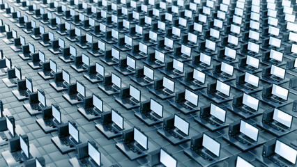 there are many computers connected to one network.