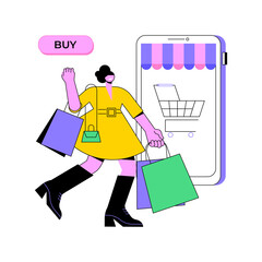 Poster - Consumer society abstract concept vector illustration. Consumption of goods and services, compulsive purchase, shopaholic, retail market, customer habits, online retail app abstract metaphor.
