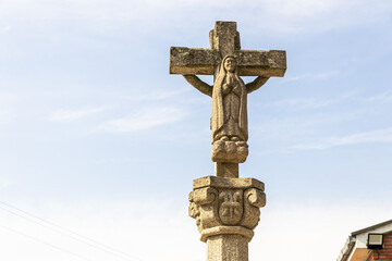 View of a female convent statue in the El Bierzo region in a Monastery of San Miguel de las Duenas