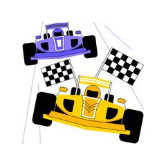 Wall Mural - Car race abstract concept vector illustration. Extreme driving, automobile sport, motorsport championship, watch car race, professional racer, high speed, racing grand prix abstract metaphor.