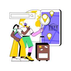 Poster - Smart tourism system abstract concept vector illustration. Digital technology, smart tour guide system, travel experience, intelligent guide, beacon device, information points abstract metaphor.